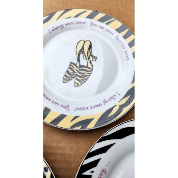 2004 Delphine Cubitt Salad Plates Tapas Appetizer Desert Shoe Boot Design Set 4 - Picture 7 of 14